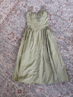 Strapless Olive Midi Dress